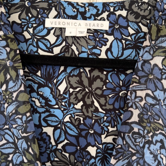 Veronica Beard Blue Floral Long Sleeve Dress - Picture 5 of 5